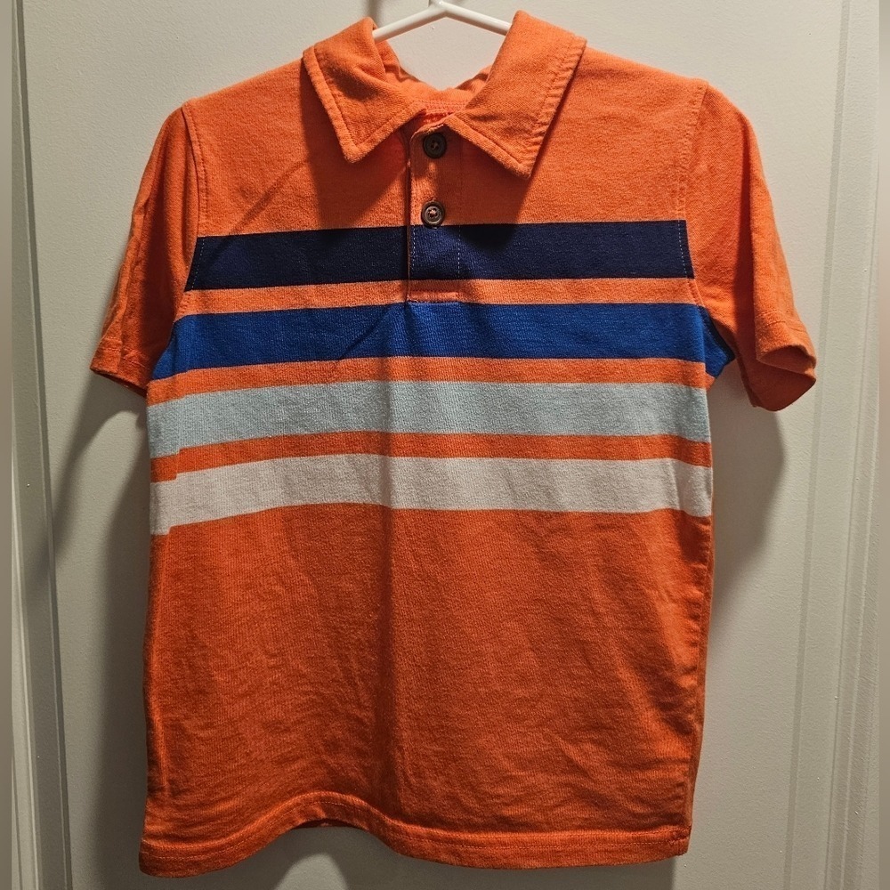 Kid's sz6 Jumping Beans Orange Striped Short Sleeve Polo Shirt‎ Easter Holidays